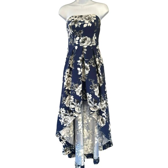 Speechless Blue Hi Low Floral Special Occasions Dress Size 5 Summer Party NWT - Picture 1 of 6